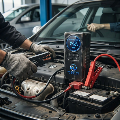 Jump Starter 6 en 1 – Démarreur de Voiture, Batterie Externe, Gonfleur de Pneus & Lampe LED SOS
